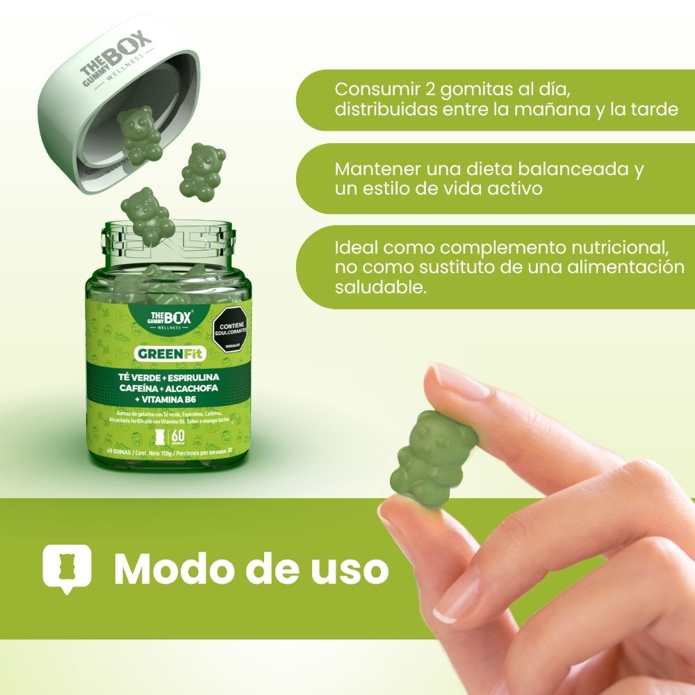 Té verde, Espirulina, alcachofa, vitaminas en gomitas 💚