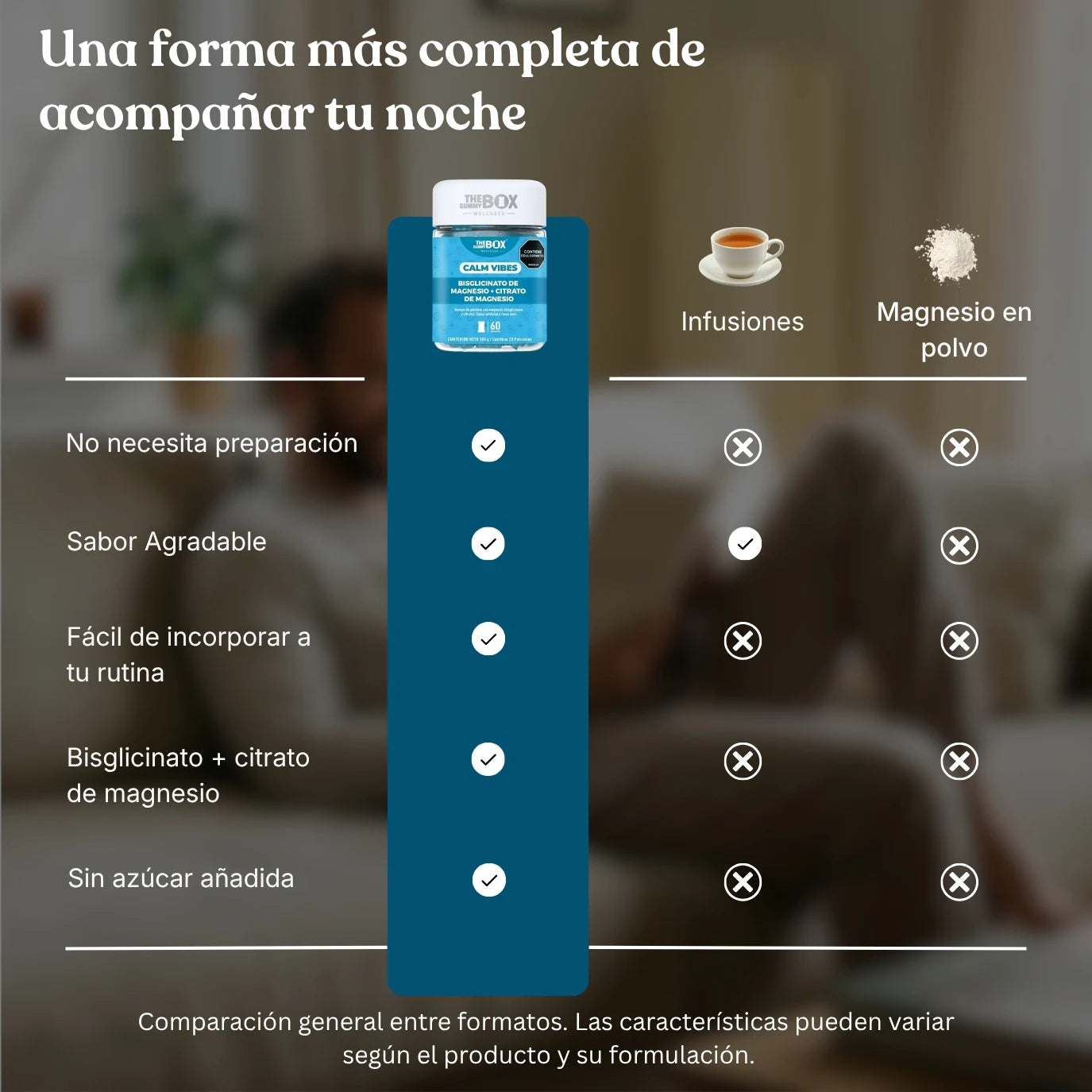 Comparación de Calm Vibes con infusiones y magnesio en polvo