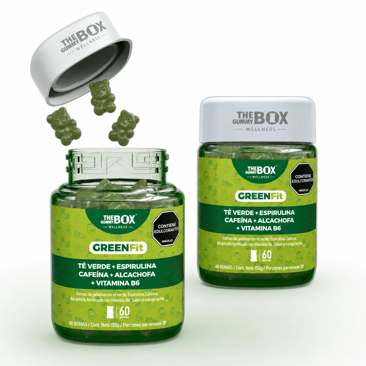 Té verde, espirulina y naranja amarga en gomitas Ὁa - 2 frascos