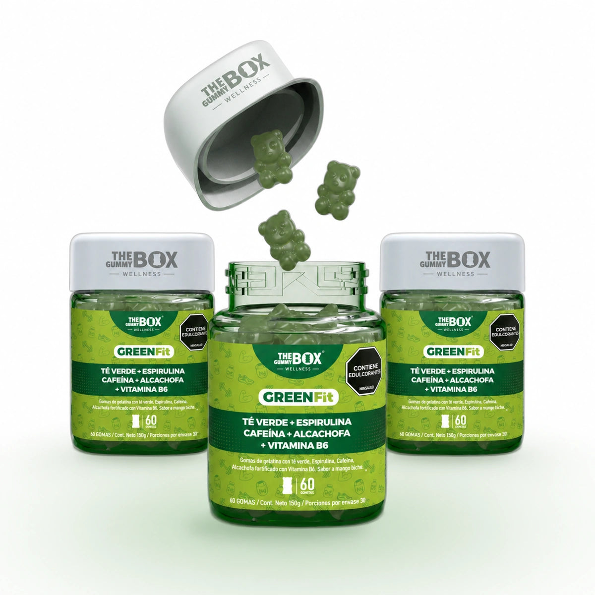 Té verde, espirulina y naranja amarga en gomitas Ὁa - 3 frascos