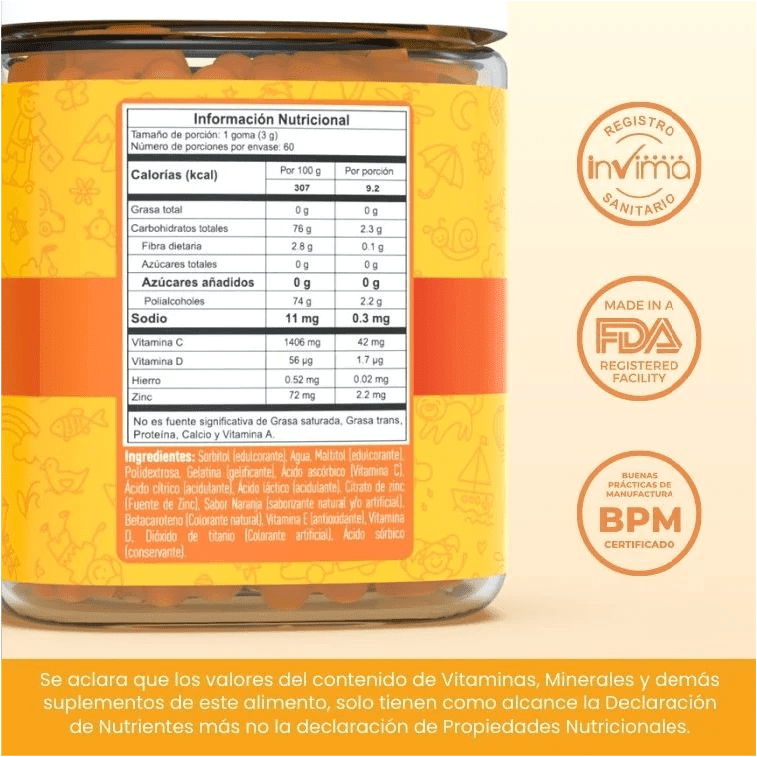 Vitamina C + zinc para niños, en gomitas 💪🏻